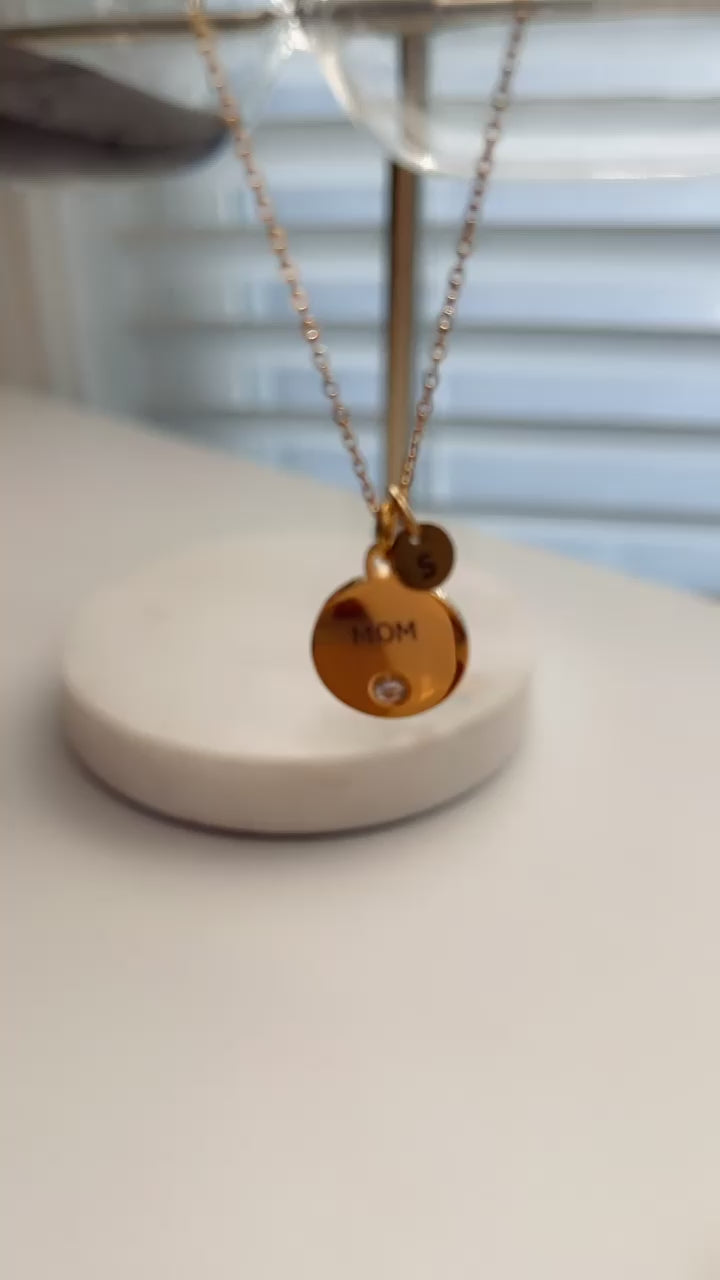 Mom Initial Coin Necklace